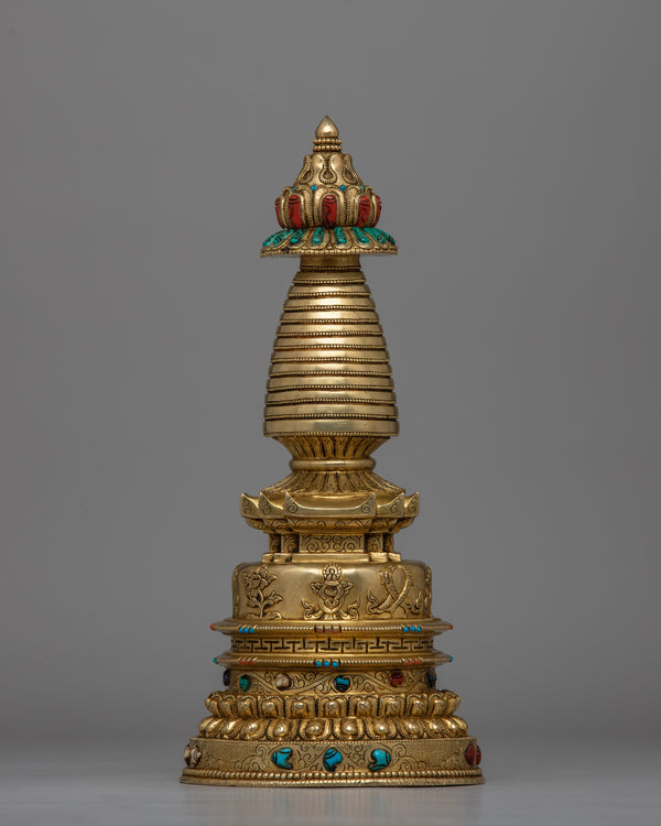 24K Gold-Gilded Buddhist Stupa 