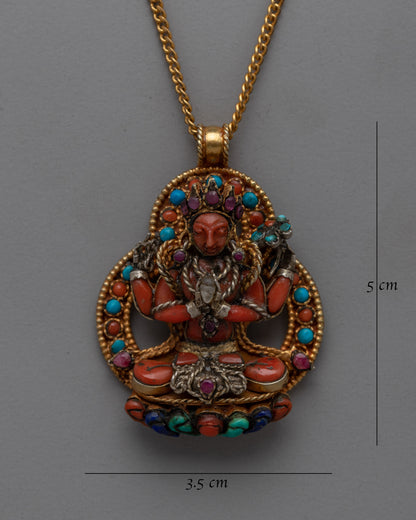 Four-Armed Chenrezig Locket | Sacred Buddhist Figure of Compassion and Peace