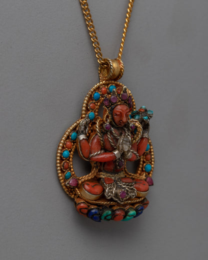 Four-Armed Chenrezig Locket | Sacred Buddhist Figure of Compassion and Peace