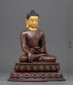 Copper Buddha Shakyamuni Statue | Oxidized Copper Body Artwork Of Buddhist Deity