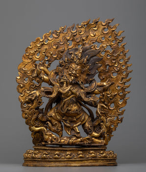 Six Armed Mahakala Antique Finish Statue 