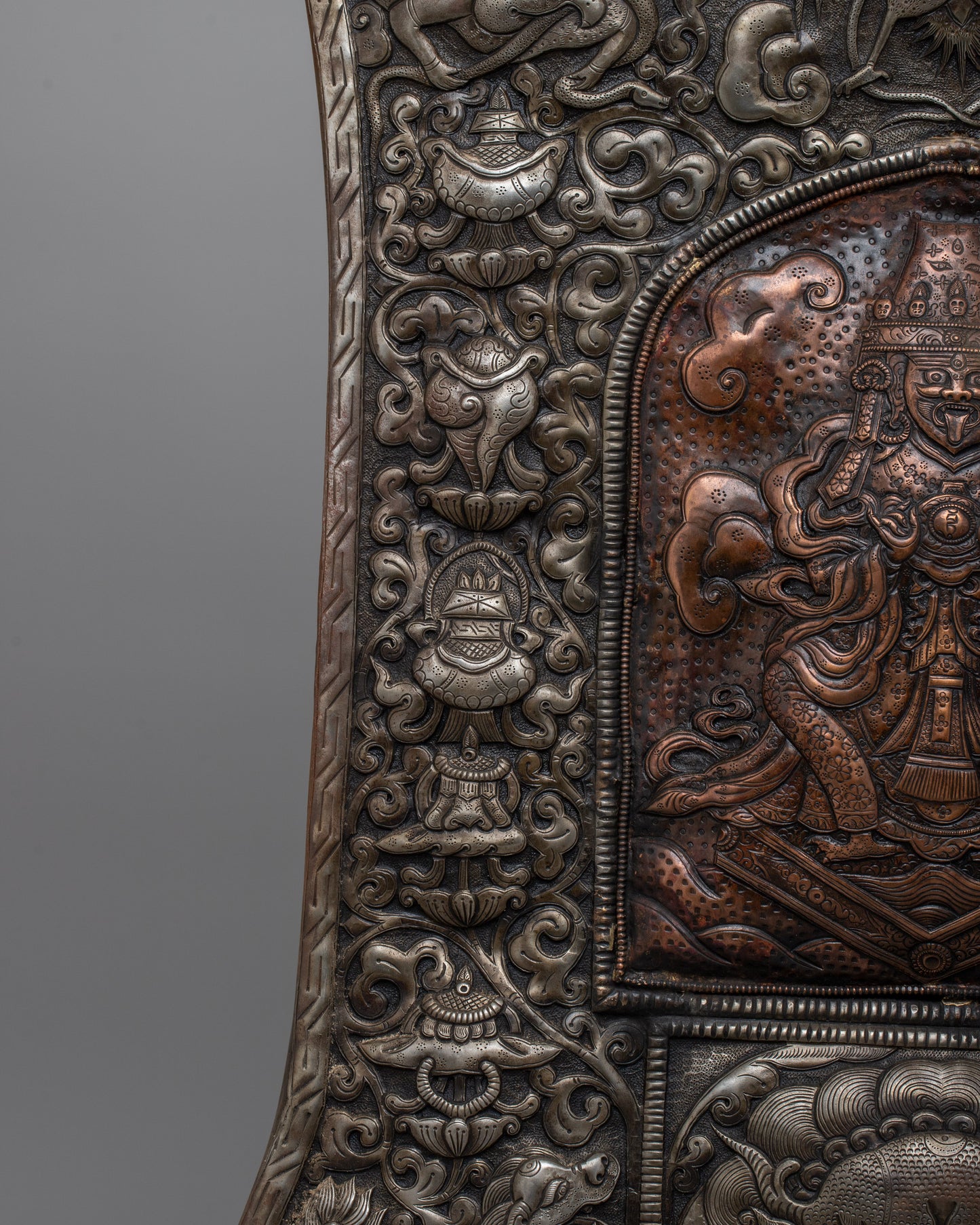 Mahakala Metal Thangka | Sacred Tibetan Artwork for Protection, Meditation and Rituals