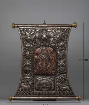 Mahakala Metal Thangka | Sacred Tibetan Artwork for Protection, Meditation and Rituals