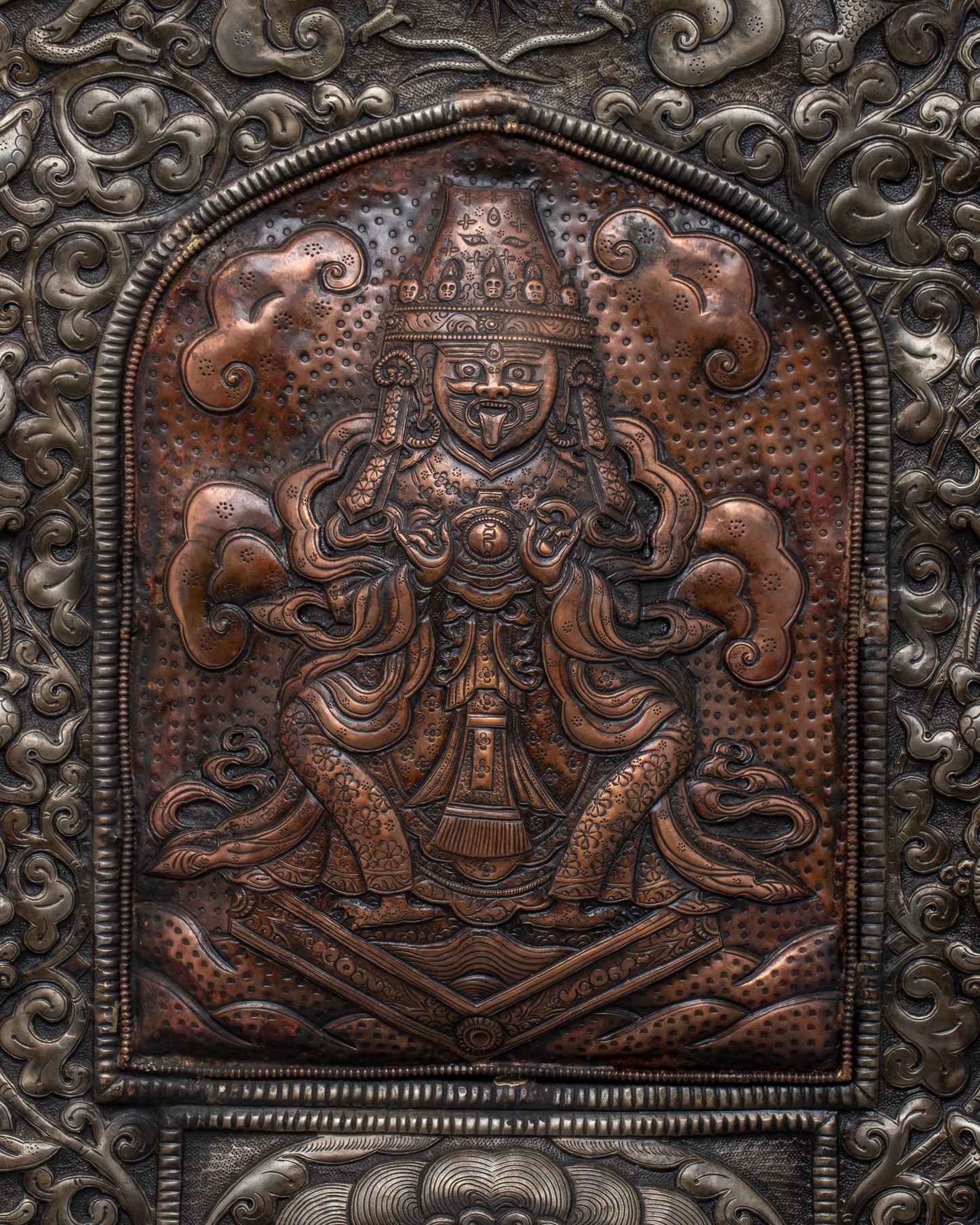 Mahakala Metal Thangka | Sacred Tibetan Artwork for Protection, Meditation and Rituals