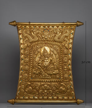 Buddhist Metal Thangka of Dzambala | Tibetan Wealth Deity for Prosperity and Fortune