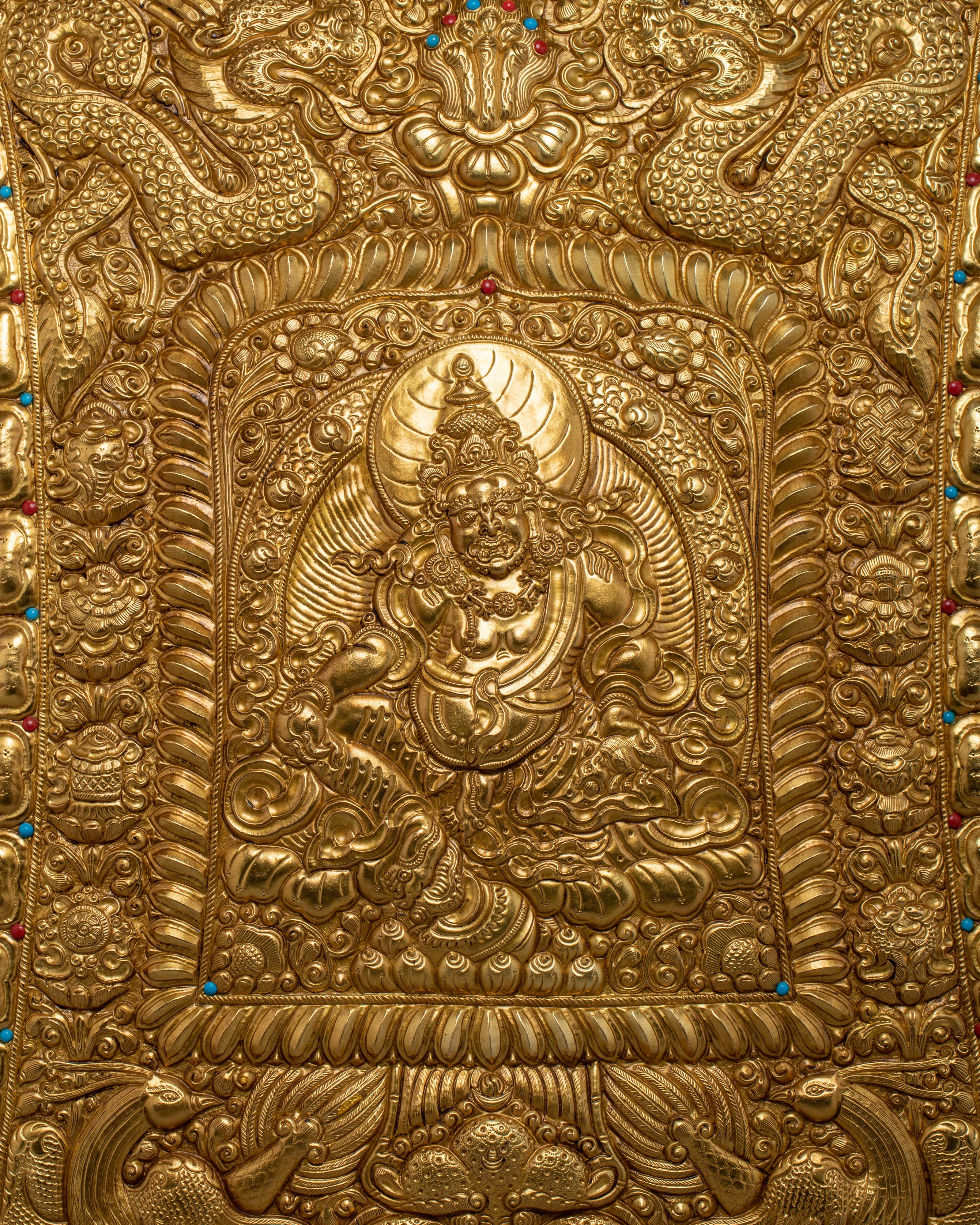Buddhist Metal Thangka of Dzambala | Tibetan Wealth Deity for Prosperity and Fortune