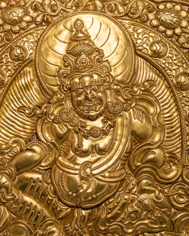 Buddhist Metal Thangka of Dzambala | Tibetan Wealth Deity for Prosperity and Fortune