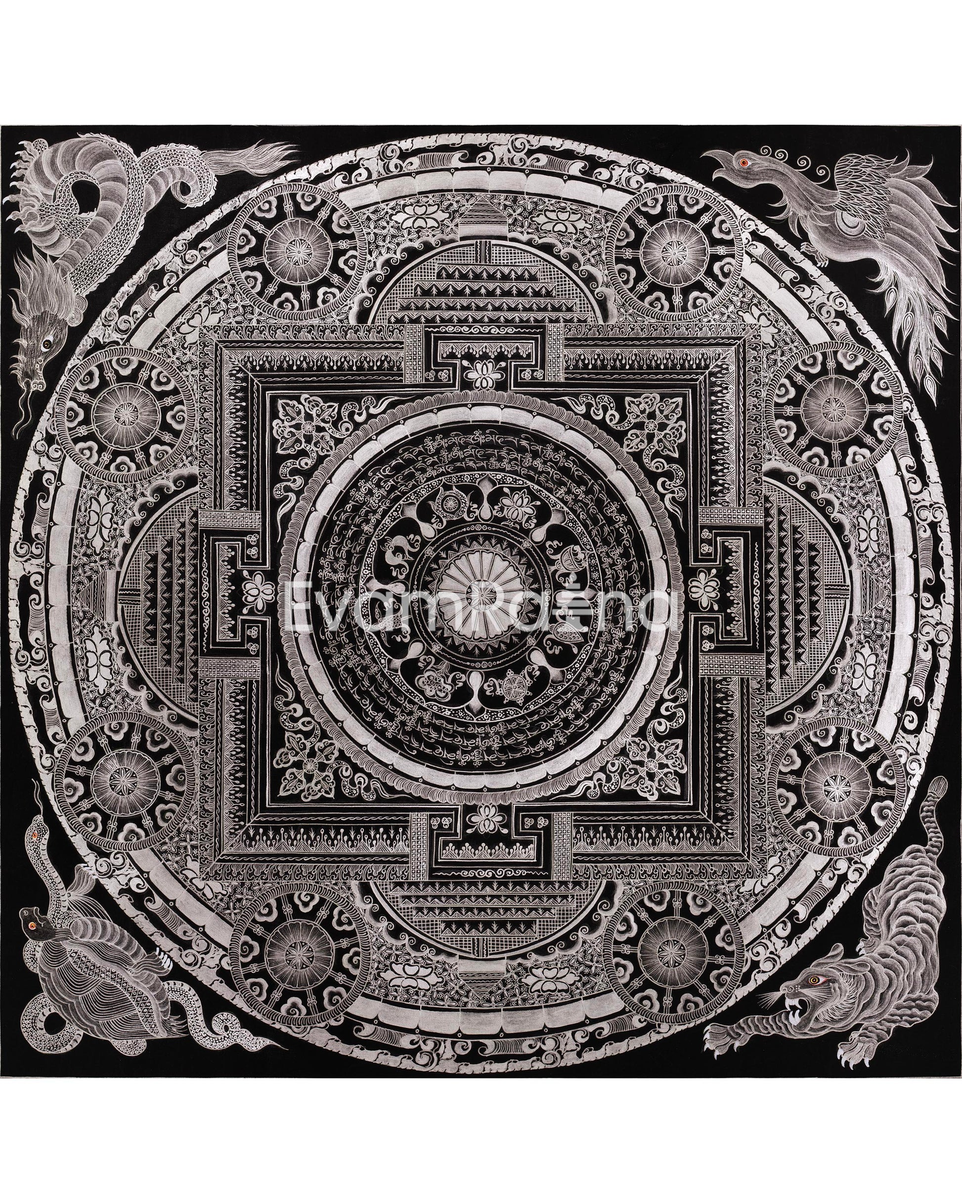 Ashtamangala Mantra Mandala | High Quality Giclee Canvas Print