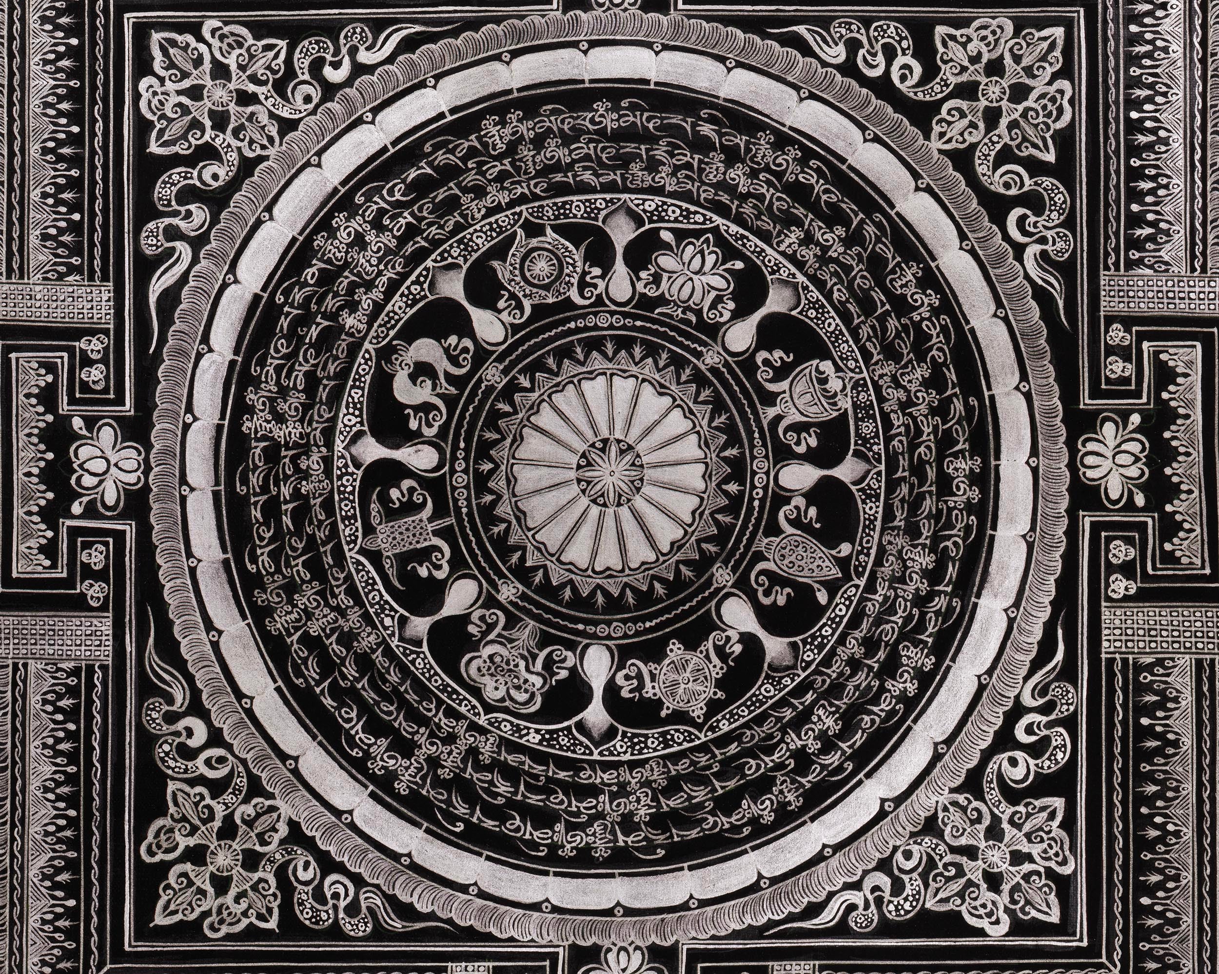 Ashtamangala Mantra Mandala | High Quality Giclee Canvas Print