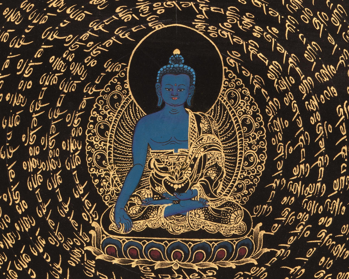 Medicine Buddha Mandala Art | Sacred Tibetan Thangka of Healing and Wisdom