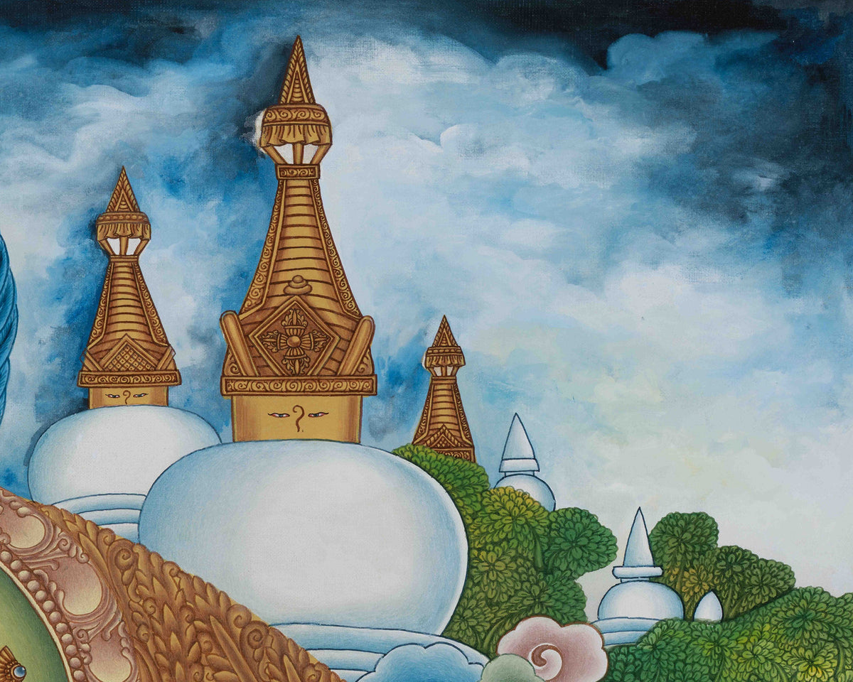 Deity of Wealth, Yellow Dzambhala | Guardian of Prosperity on Cotton Canvas
