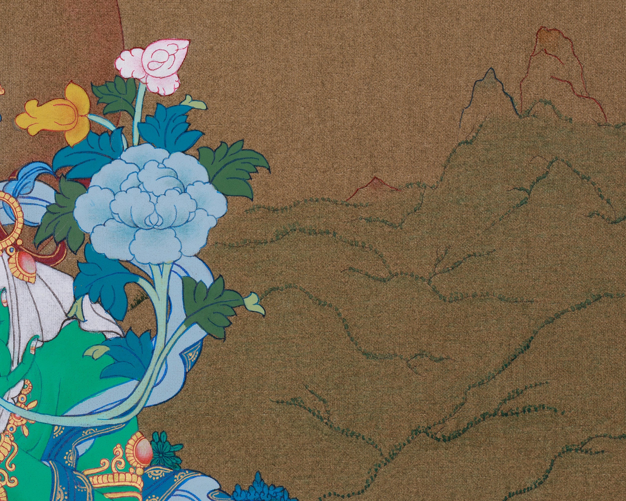 Buddhist Goddess Arya Tara Painting | The Compassionate Green Tara, Protector and Healer