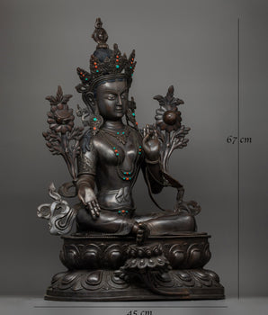 Longevity Deity Green Tara Compassion Goddess | Tibetan Healing Statue
