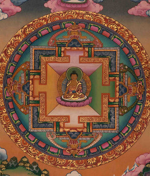 Vintage Buddha Mandala | Dragon Border Vintage Art