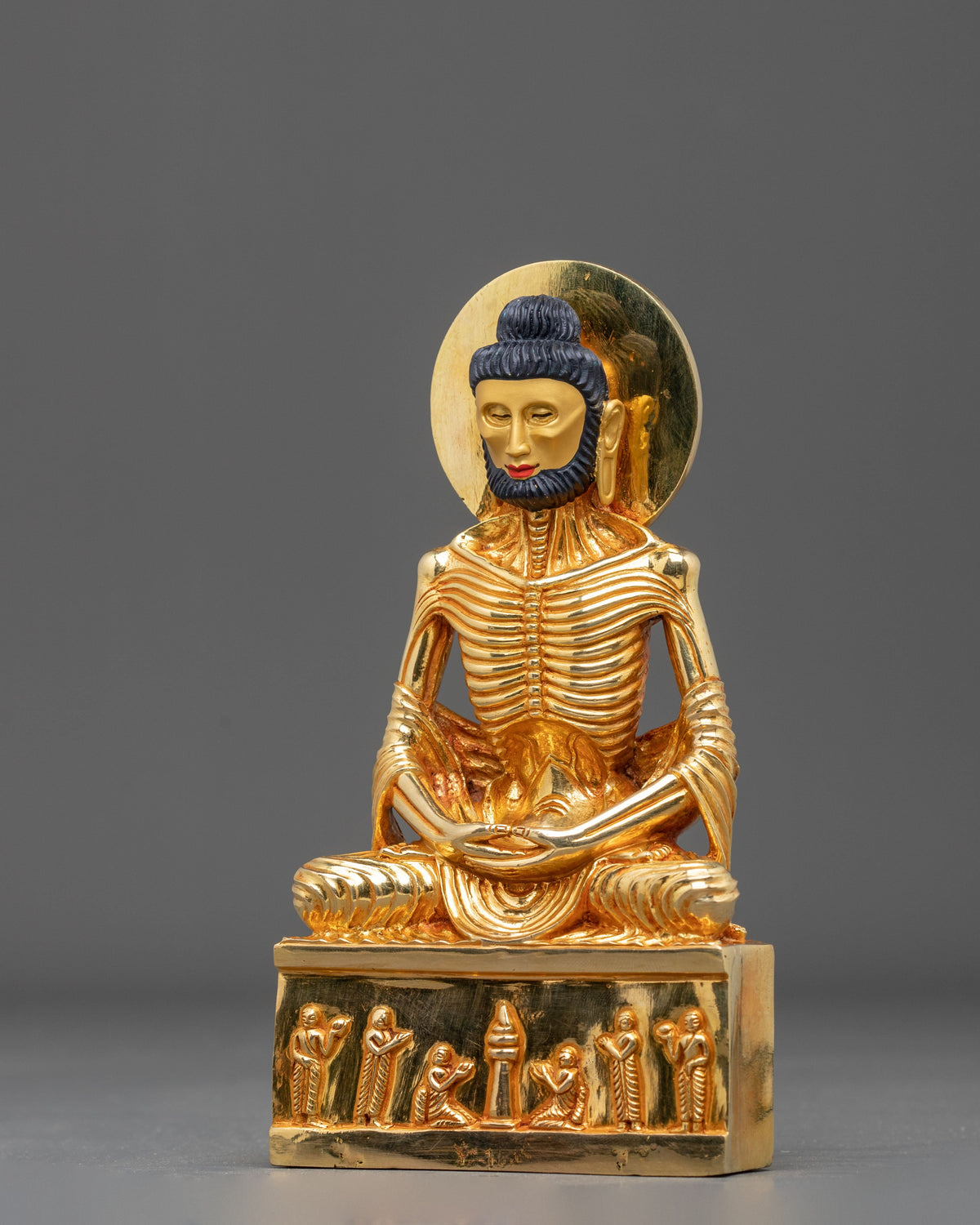 Fasting Buddha Meditation Statue | 24K Gold Gilded Buddhist Sculpture