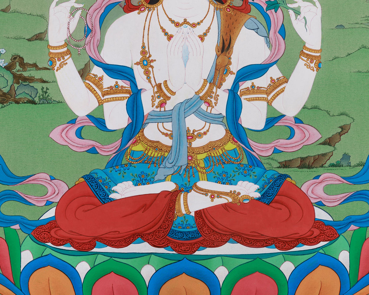 Chenrezig, The Compassionate Buddha Thangka | Avalokiteshvara Artwork