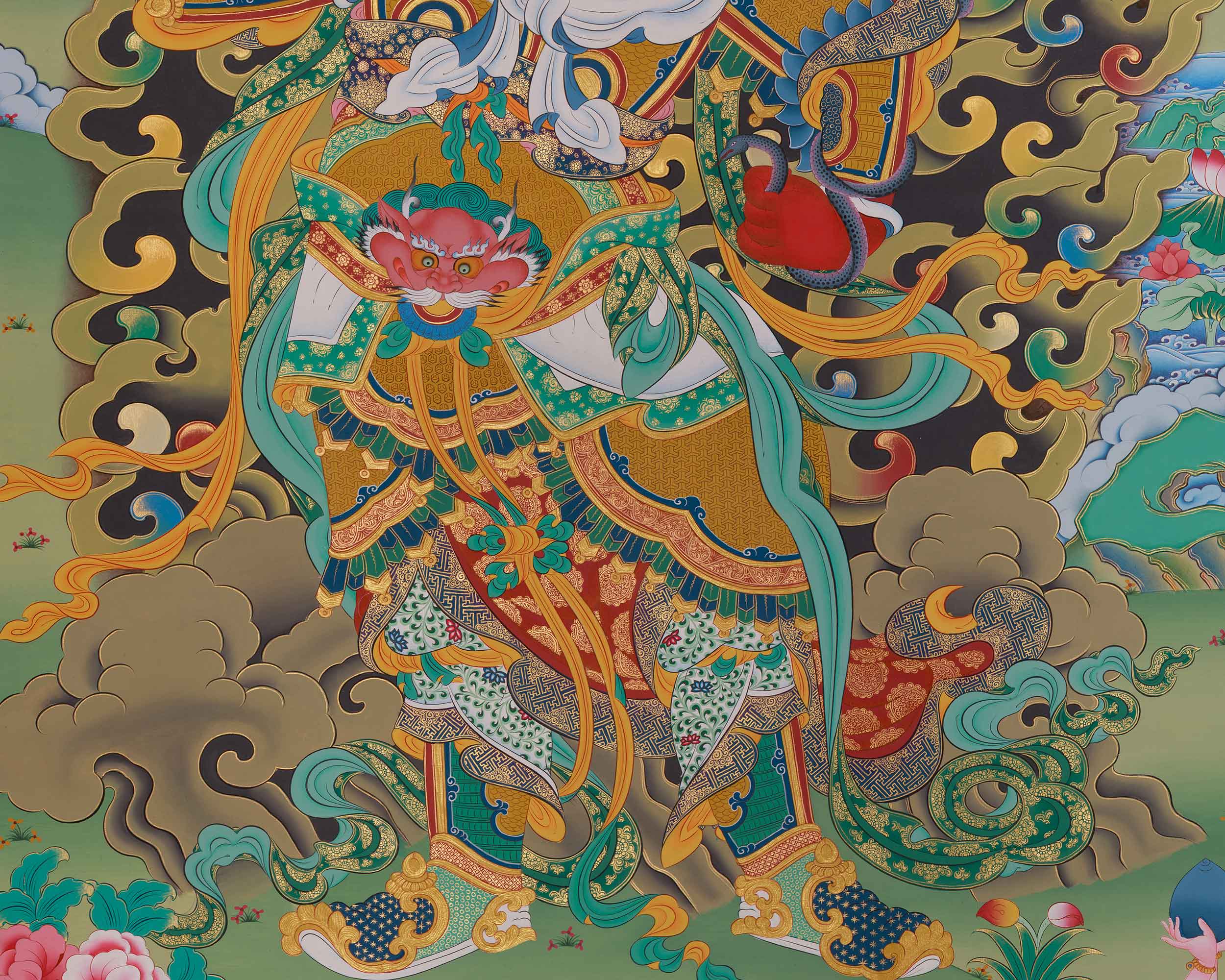 Traditional Thangka of Virupaksa | Protector of the Western Direction