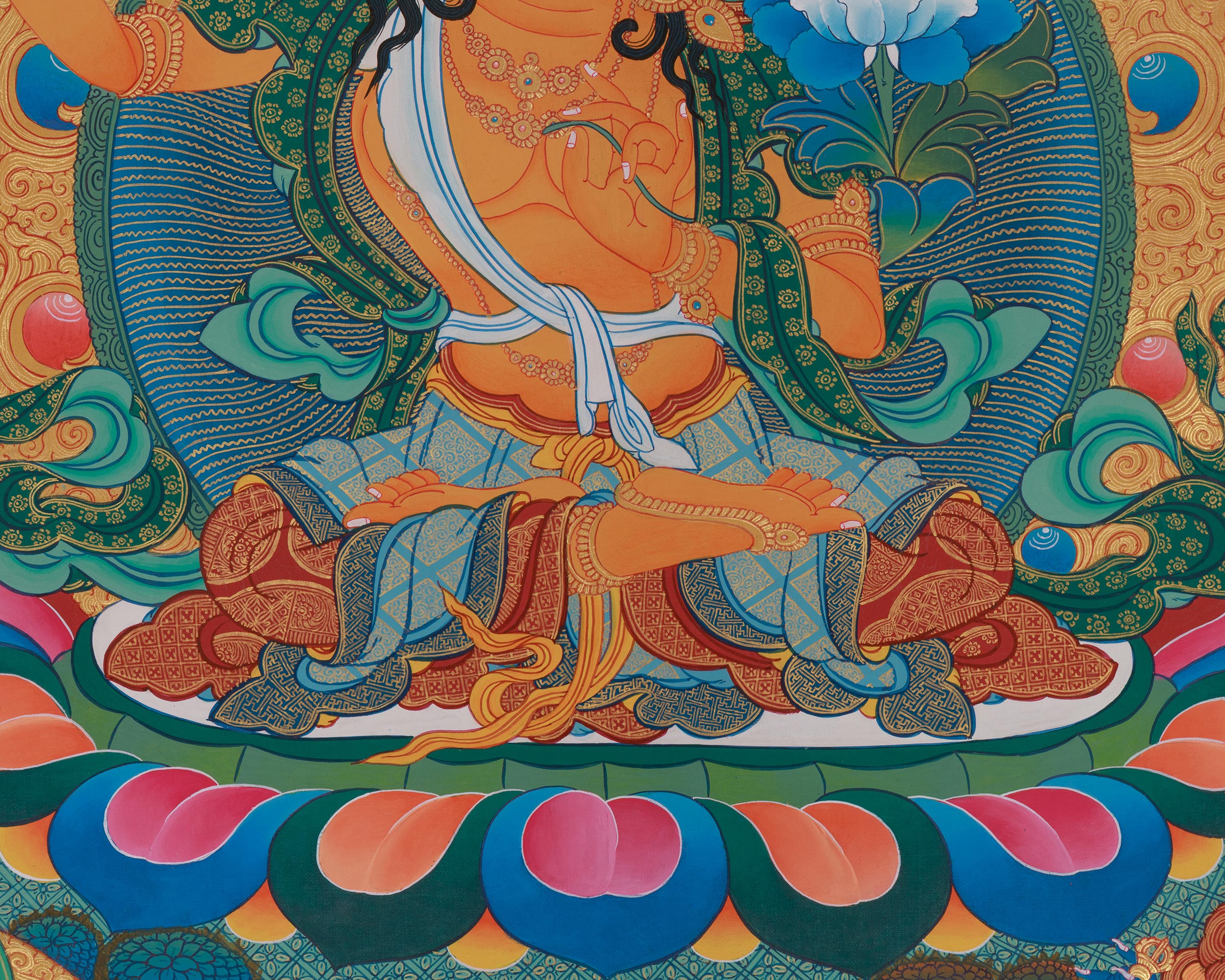 Tibetan Deity Manjushri Thangka | Wisdom, Clarity and Enlightened Mind