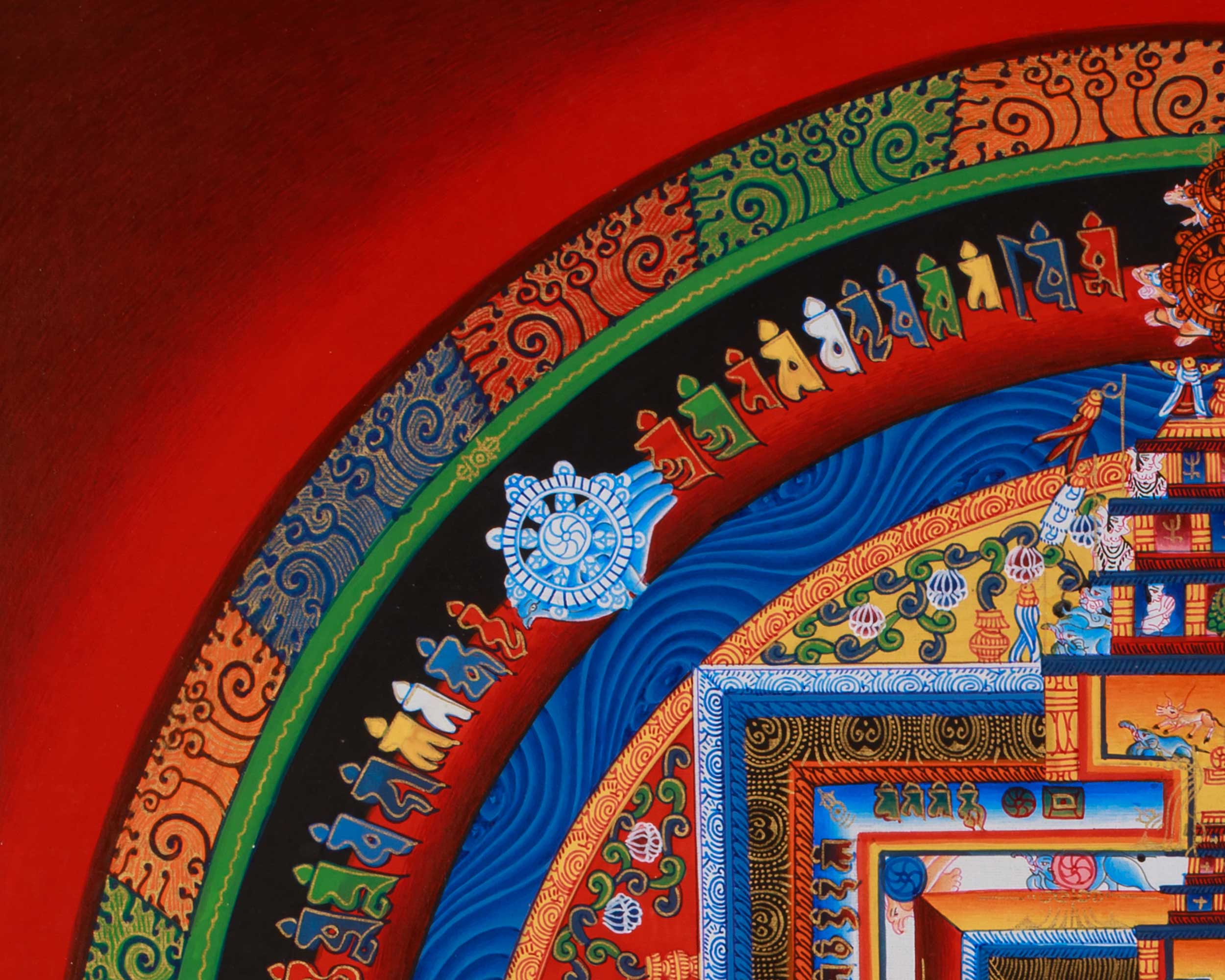 Buddhist Artwork of Kalachakra Mandala | Traditional Wheel of Time Thangka