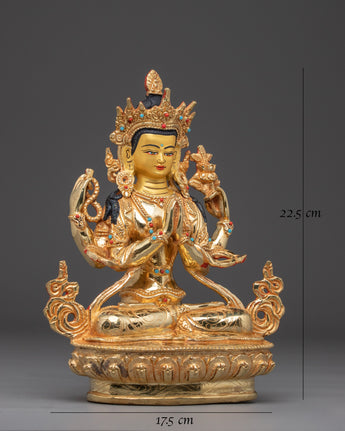 Four Armed Chenrezig Art with Copper Body