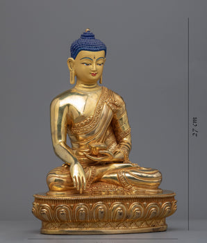 Buddha Siddhartha Gautama Shakyamuni Sculpture | Himalayan Gold Gilded Art