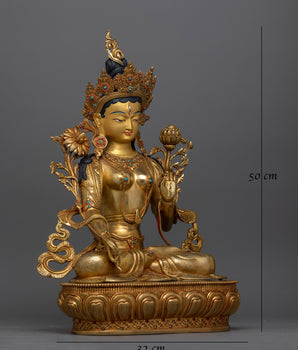 White Tara Gold-Gilded 50cm Statue | A Radiant Symbol of Compassion and Longevity