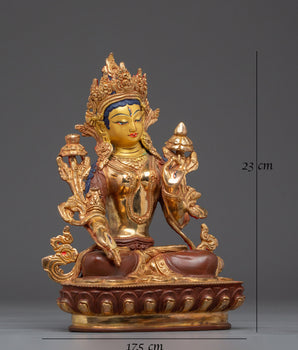 White Tara Buddha Statue with 24K Gold Gilded