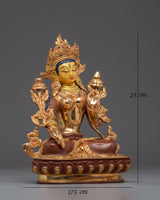 White Tara Buddha Statue with 24K Gold Gilded