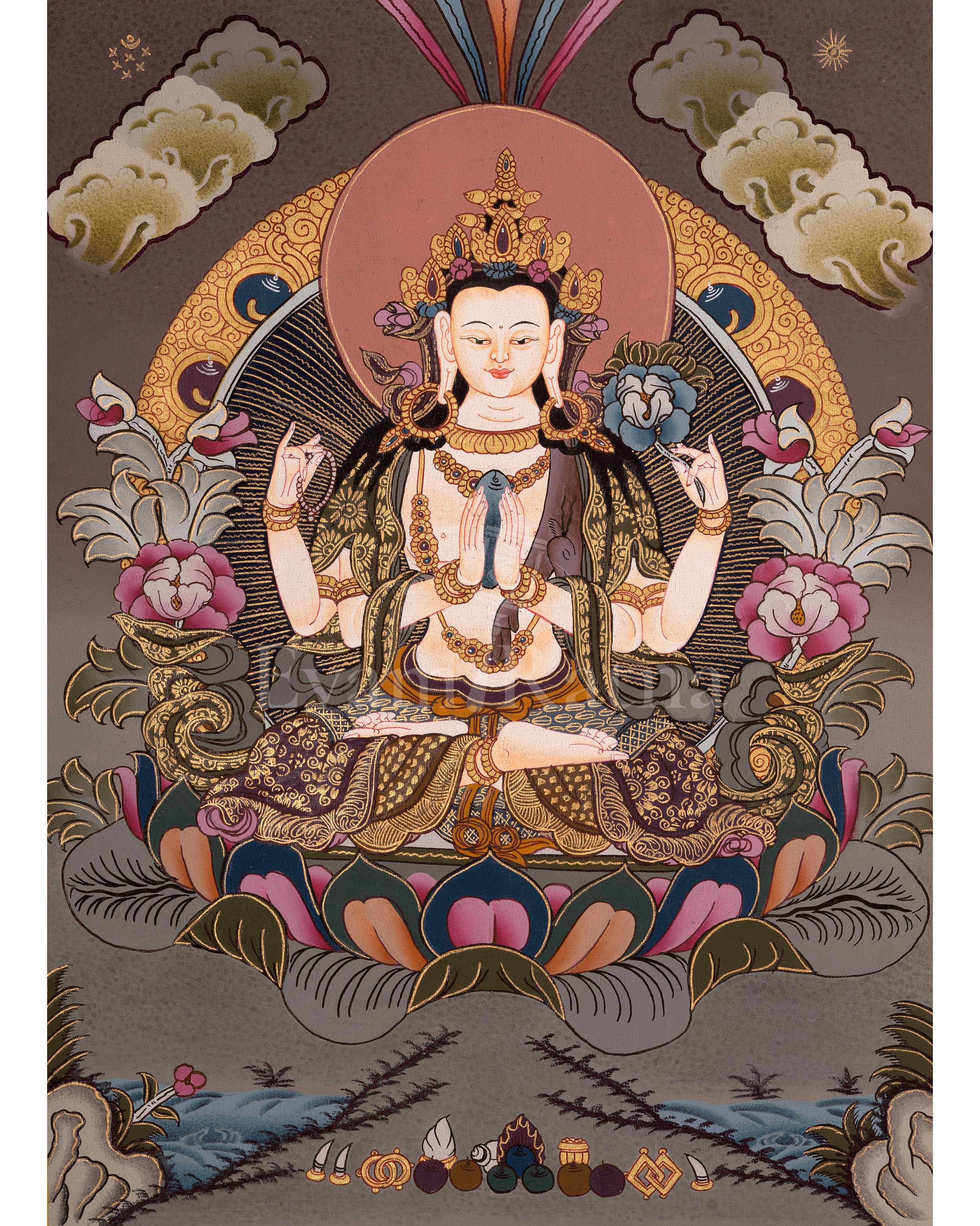 Chenrezig Bodhisattva Thangka | Shrine Room Decor