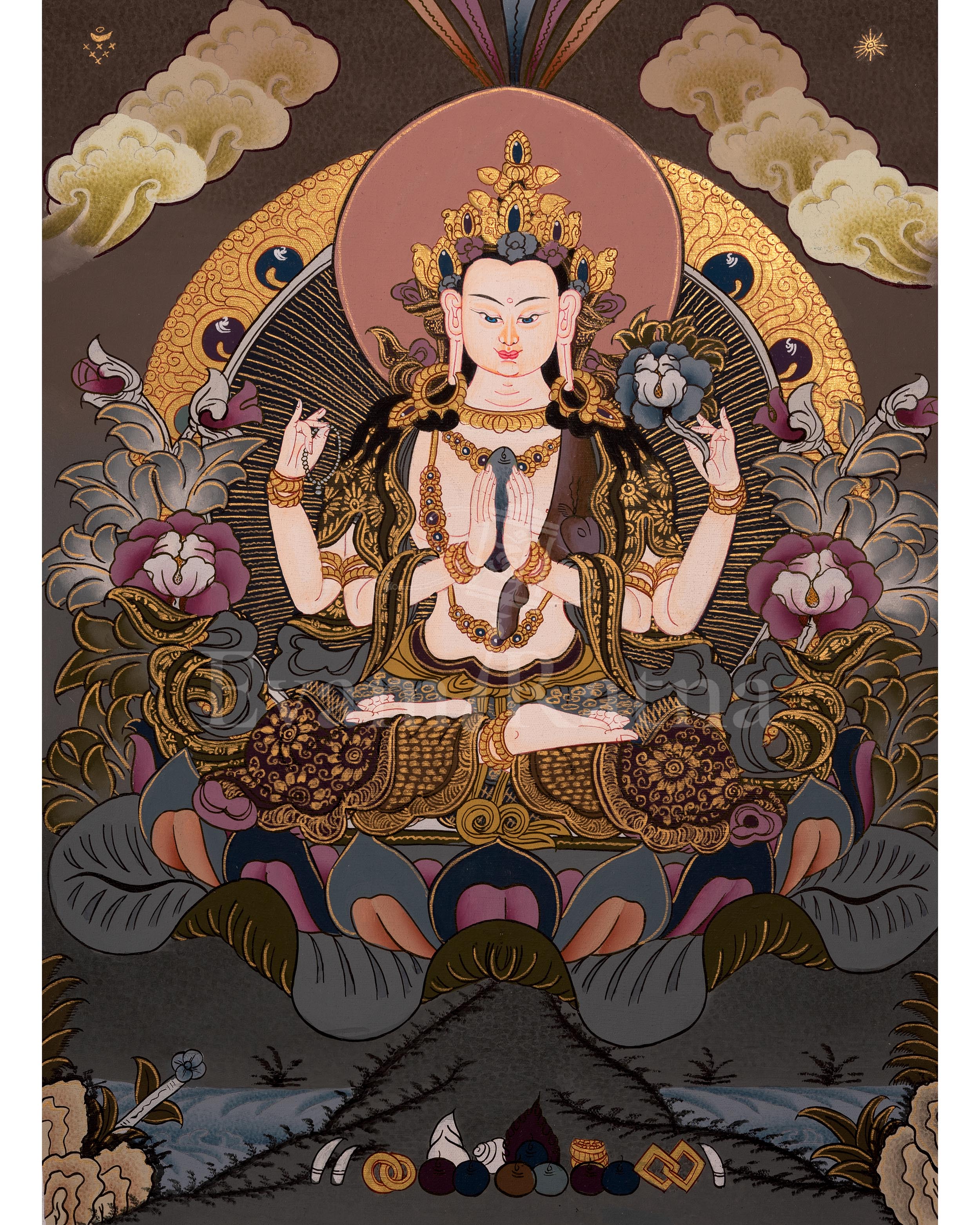 Chenrezig Bodhisattva Thangka | Shrine Room Decor