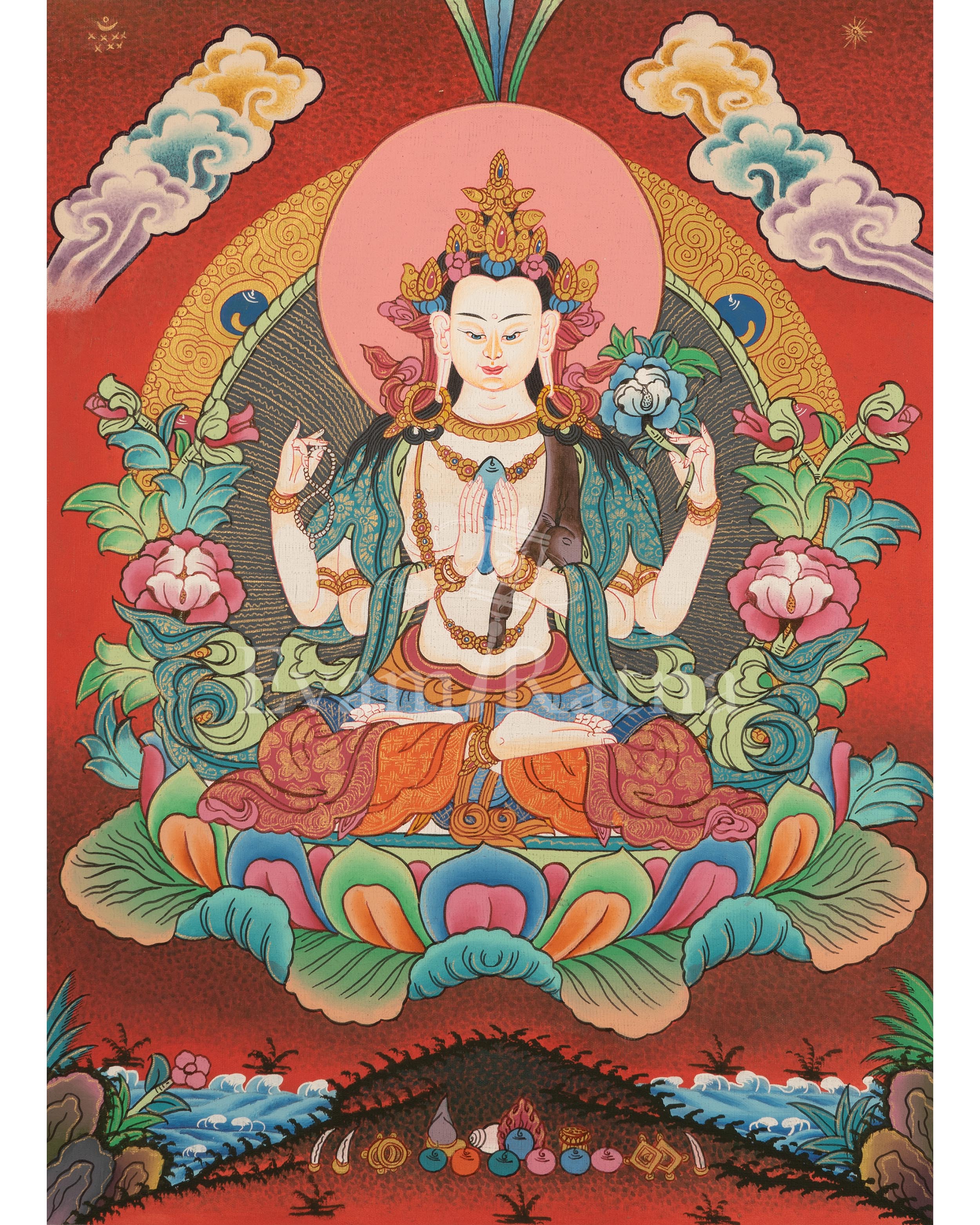 Chenrezig Bodhisattva Thangka | Shrine Room Decor