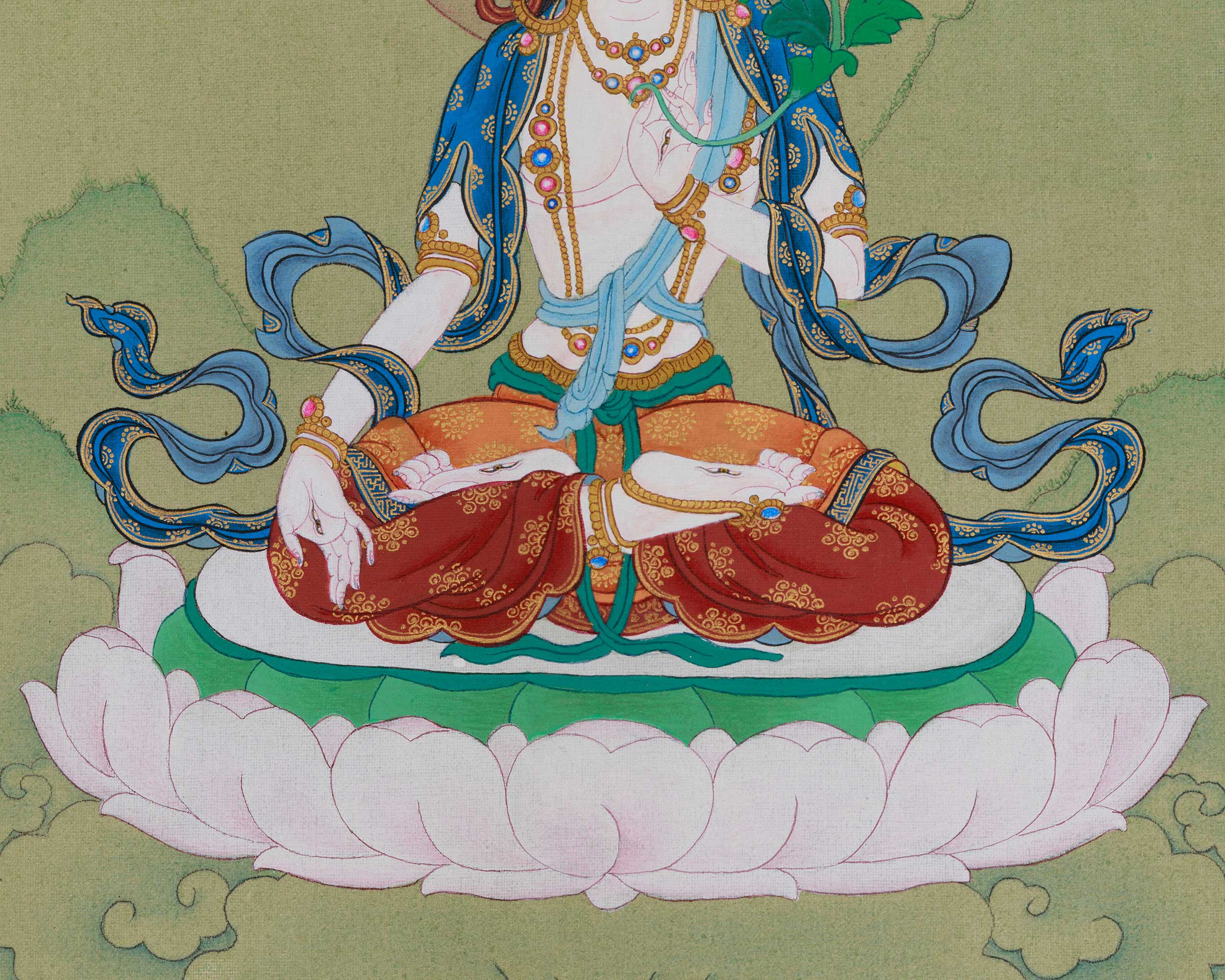 Long Life Deity White Tara Thangka | Seven-Eyed Deity | Sita Tara Artwork