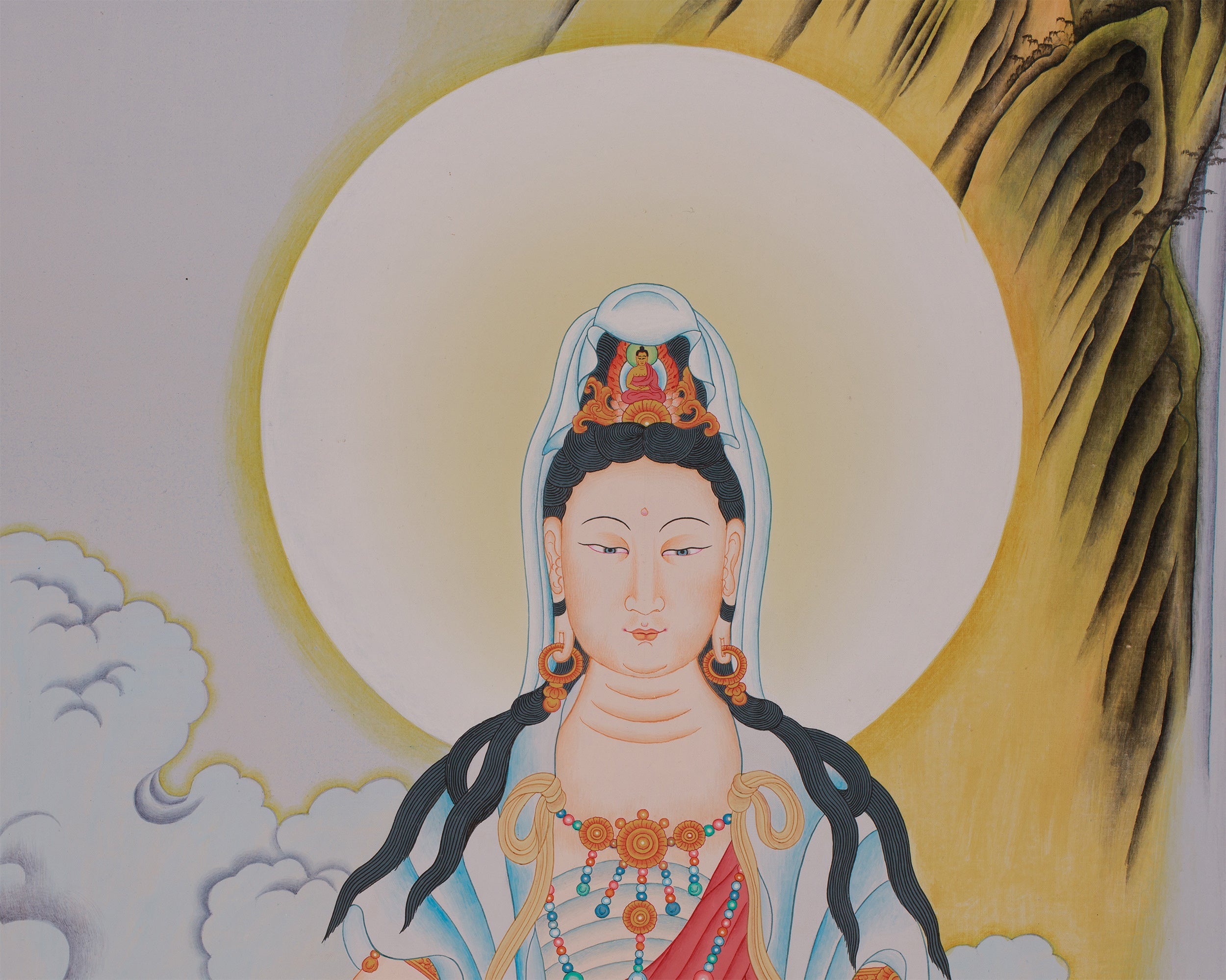 Peaceful Water-Moon Guanyin | Chinese Painting of Avalokiteshvara