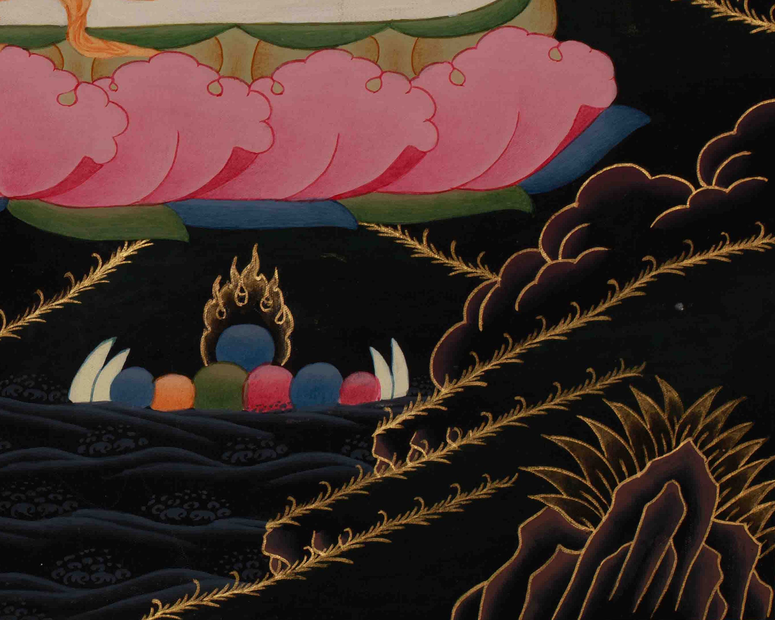 Dzambhala Prosperity Thangka | Hand Painted Buddhist Wealth Deity Art