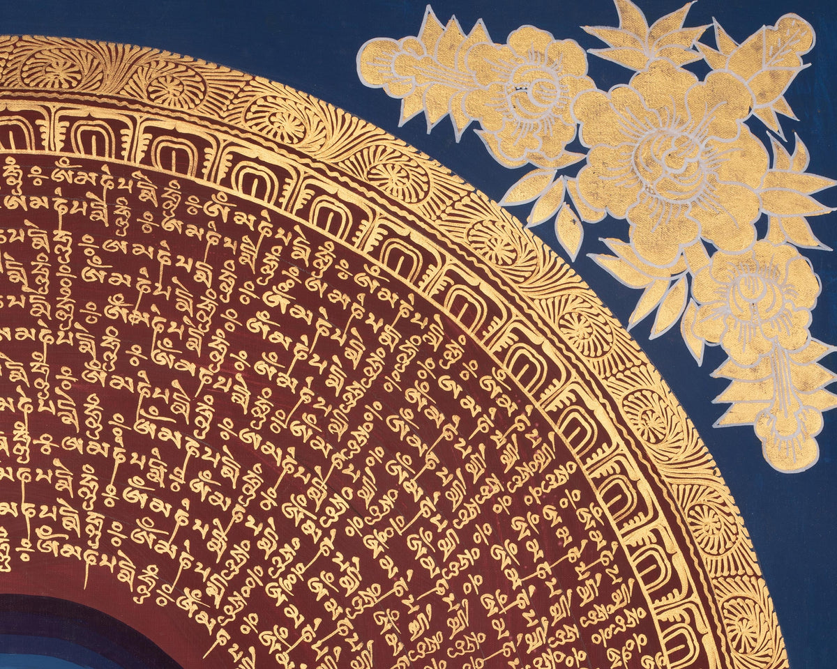 Hand-Painted Mantra Mandala | Tibetan Spiritual Thangka