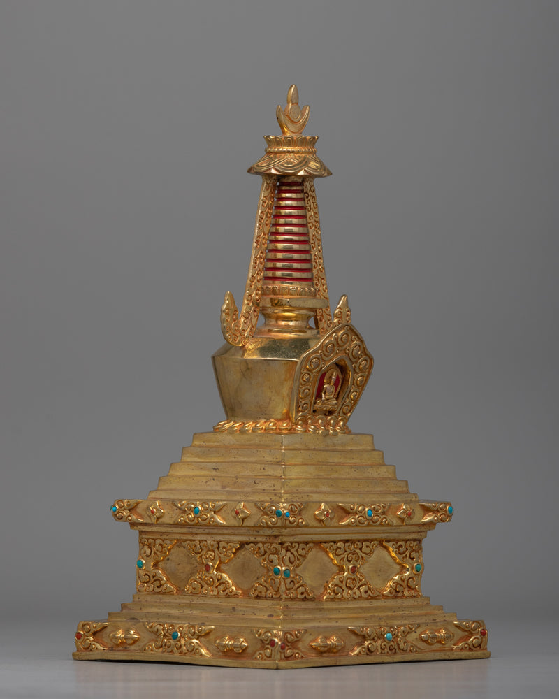 Traditional Buddhist Altar Stupa  | Sacred Buddhist Decor for Blessings and Enlightenment