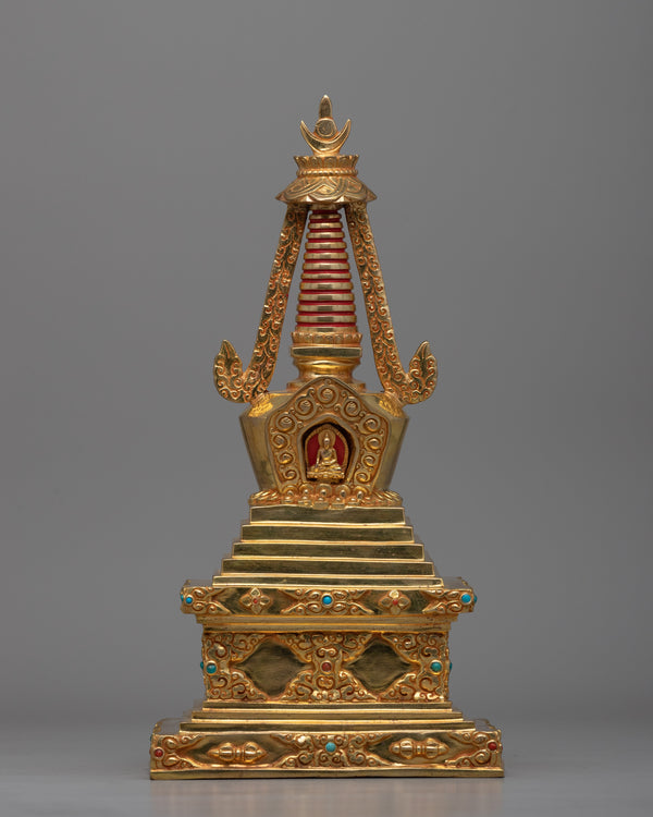 Traditional Buddhist Altar Stupa  | Sacred Buddhist Decor for Blessings and Enlightenment