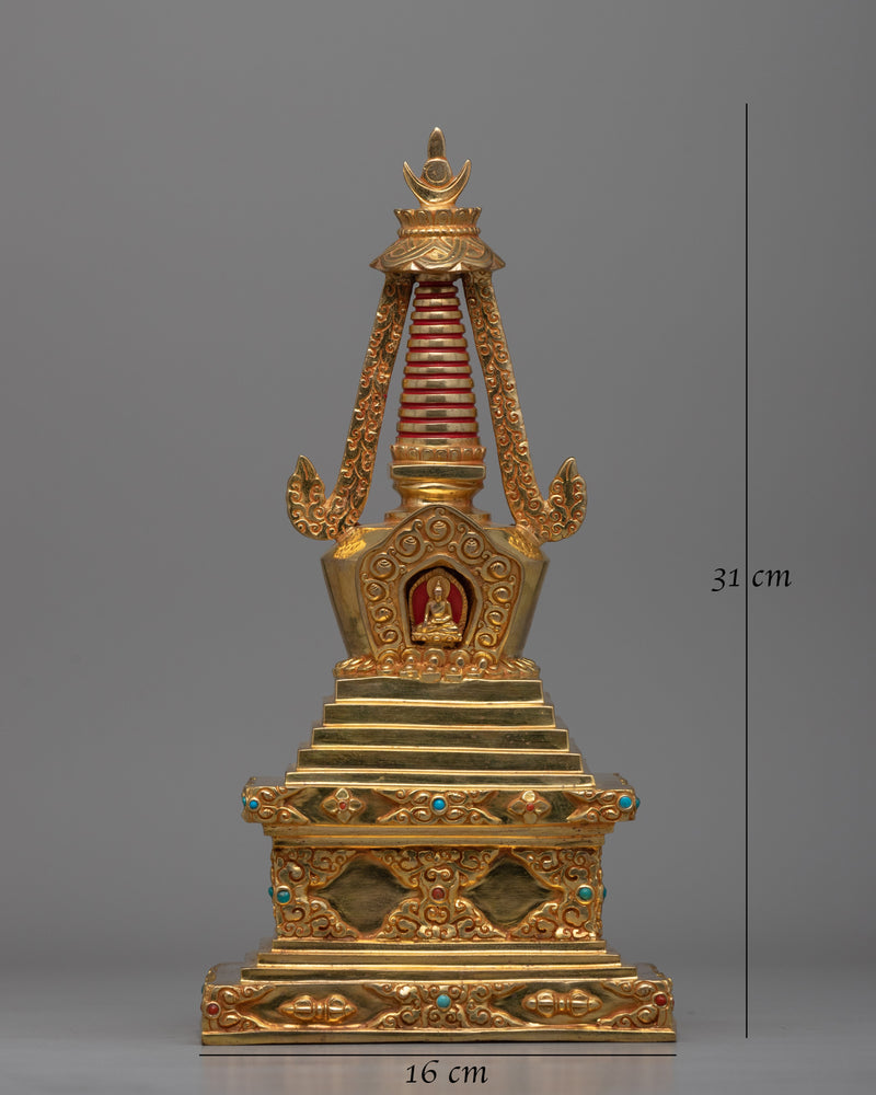 Traditional Buddhist Altar Stupa  | Sacred Buddhist Decor for Blessings and Enlightenment