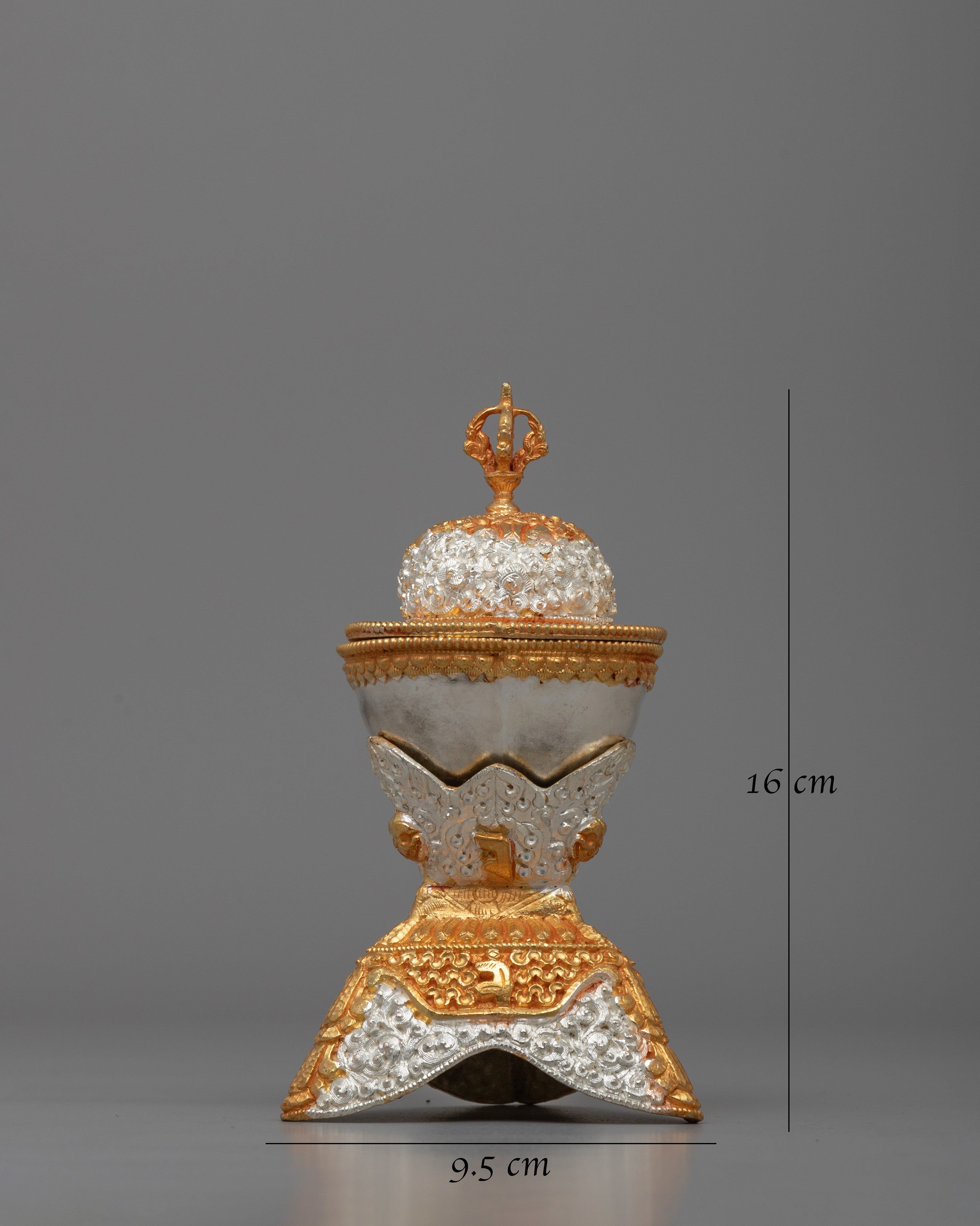 Gold-Plated Kapala Set for Buddhist Rituals | Tibetan Vajrayana Offering Bowls