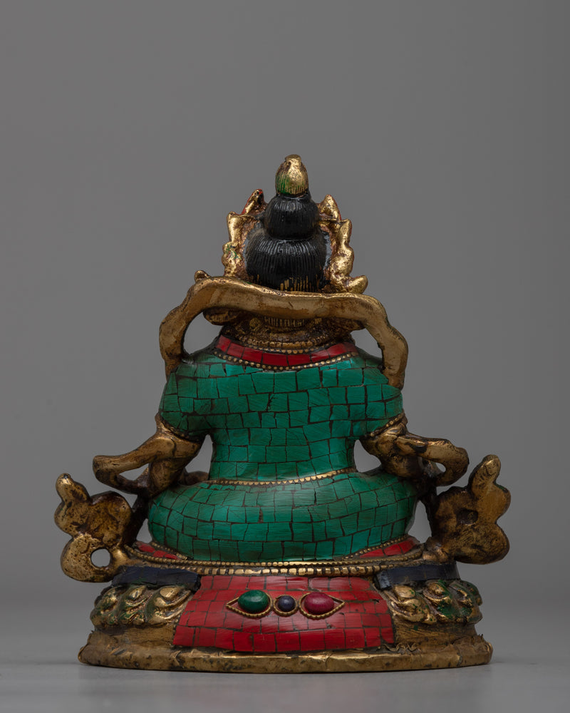 Brass Guru Rinpoche Statue with Inlay Stones | Perfect for meditation spaces