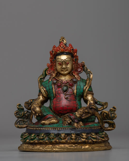 Brass Guru Rinpoche Statue with Inlay Stones