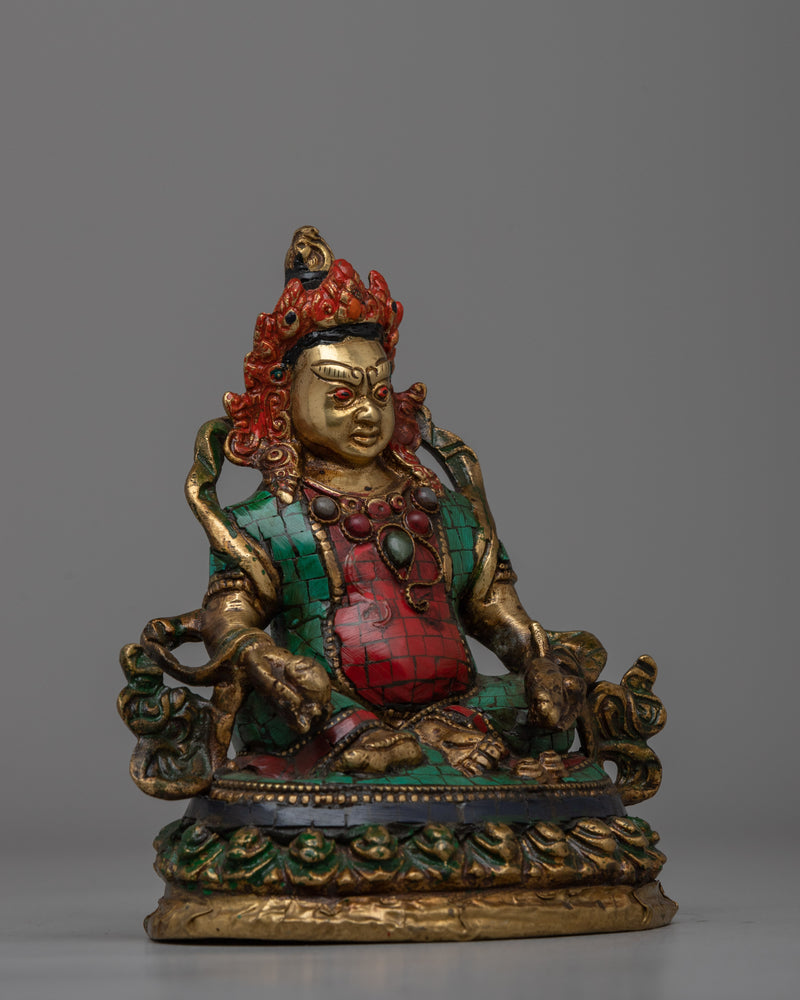 Brass Guru Rinpoche Statue with Inlay Stones | Perfect for meditation spaces