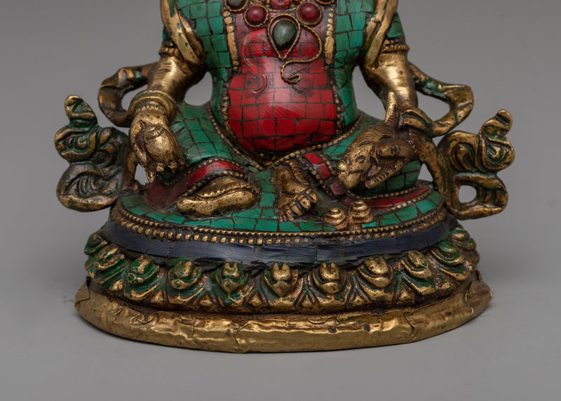 Brass Guru Rinpoche Statue with Inlay Stones | Perfect for meditation spaces