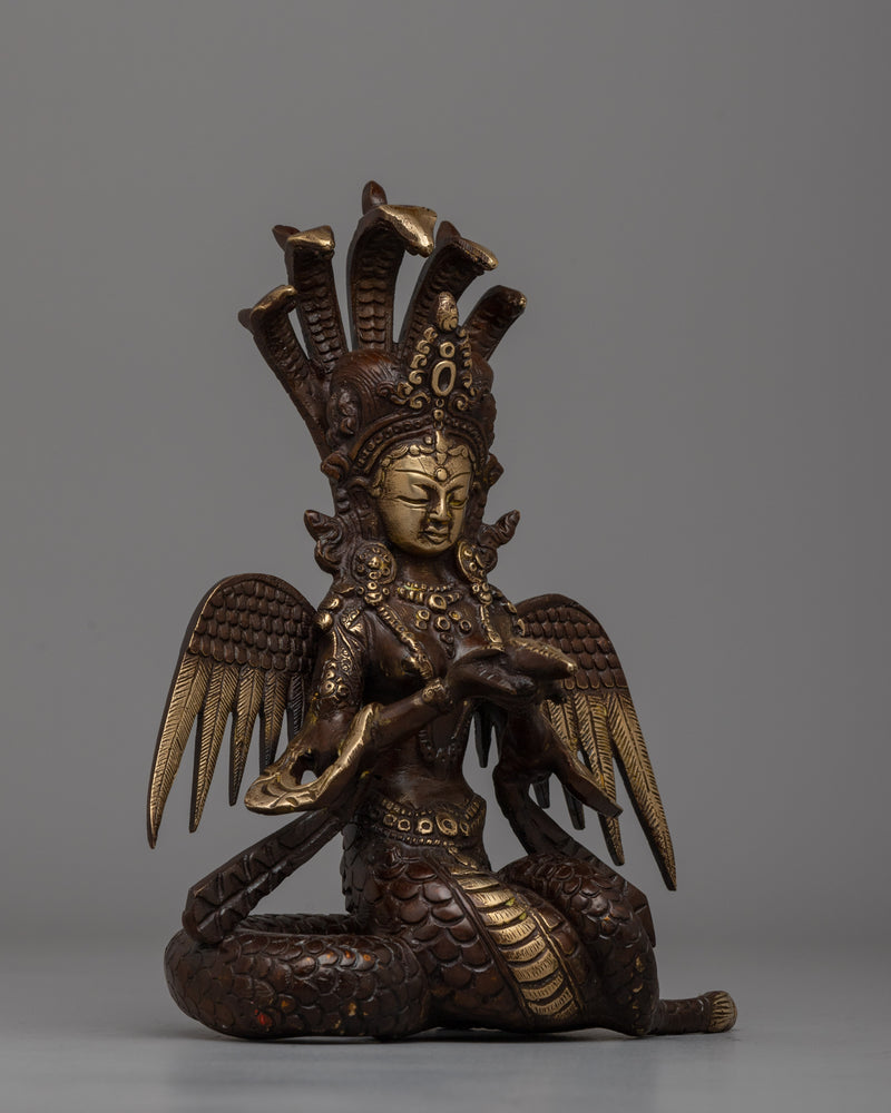 Handcrafted Brass Nag Kanya Statue | Spiritual Decor, Tibetan Buddhist Art Sculpture