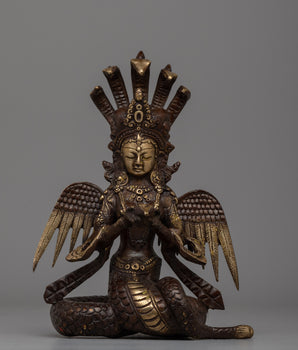 Handcrafted Brass Nag Kanya Statue