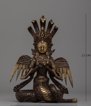 Handcrafted Brass Nag Kanya Statue | Spiritual Decor, Tibetan Buddhist Art Sculpture