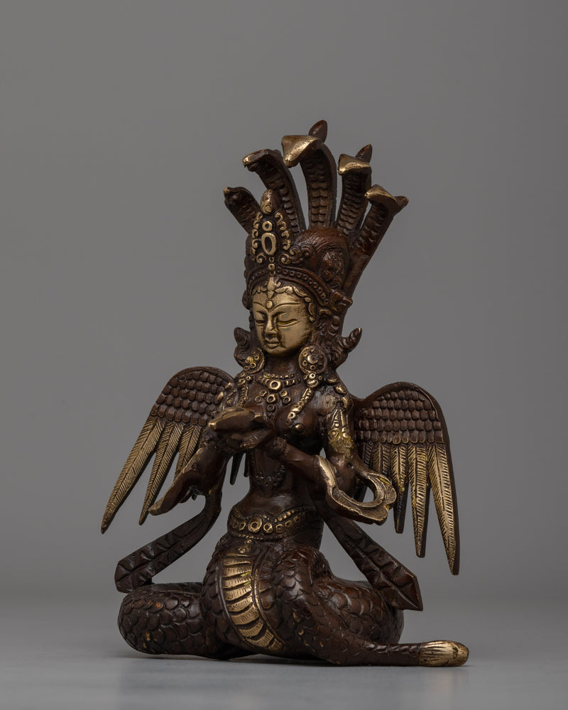 Handcrafted Brass Nag Kanya Statue | Spiritual Decor, Tibetan Buddhist Art Sculpture