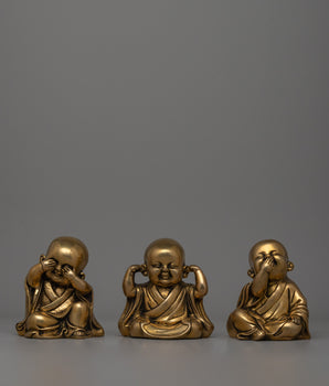 Handcrafted Brass Laughing Buddha Set
