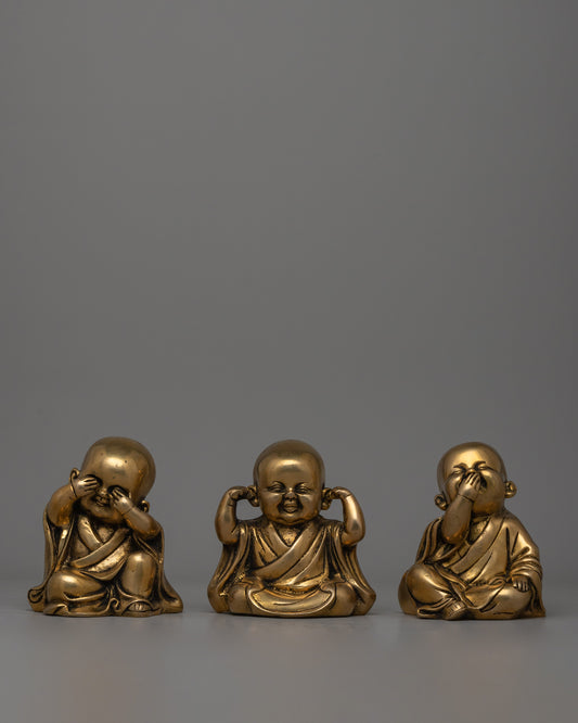 Handcrafted Brass Laughing Buddha Set