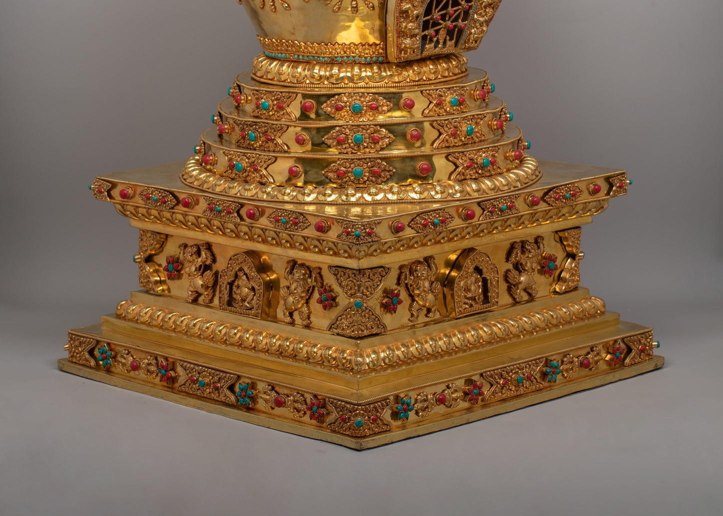 Handcrafted Gold-Plated Tibetan Stupa | Perfect for Altars and Spiritual Decor